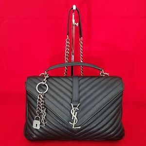 YSL College Chevron Flap Crossbody Bag